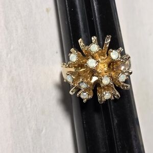 Sarah Coventry 70s Galaxy Ring Sz 8.5 Adjustable Goldtone